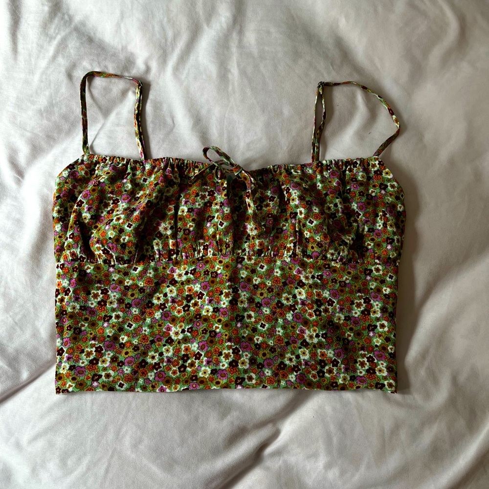 Aritzia Floral Bustier Cropped Top